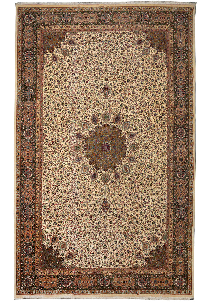 13.6 x 20.7 Authentic Fine Quality Persian Tabriz Rug Iran 400 KPIS Sheik Safi #PIX-17150