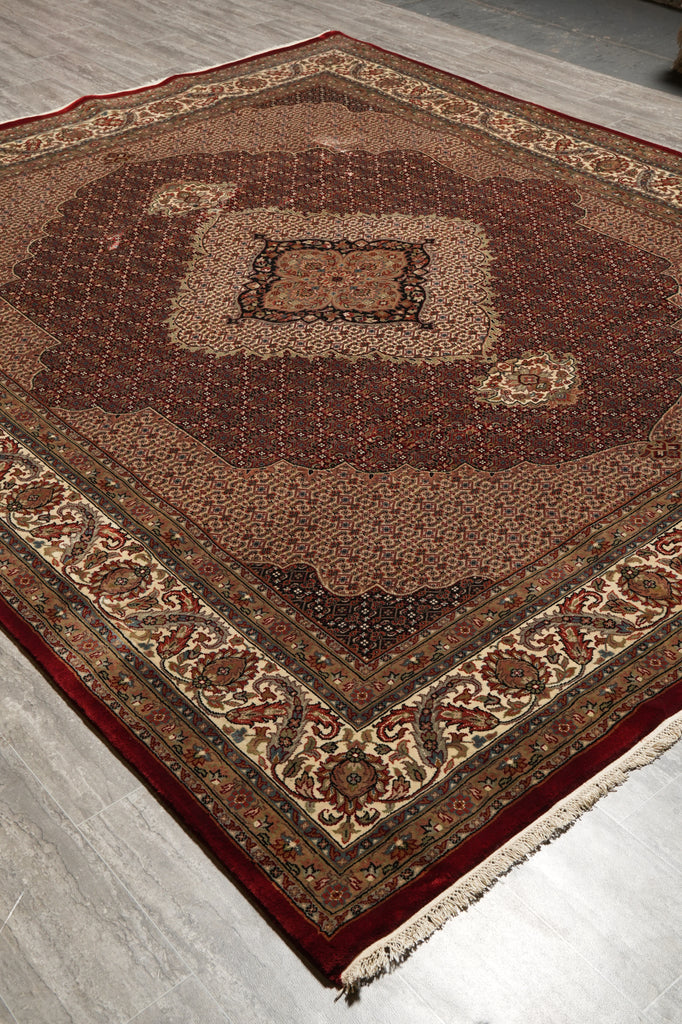 8.3 x 9.9 High Quality Handmade Wool and Silk Mahi Tabriz Rug Ruby Burgundy #F-4467