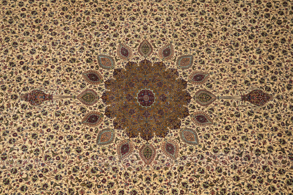 13.6 x 20.7 Authentic Fine Quality Persian Tabriz Rug Iran 400 KPIS Sheik Safi #PIX-17150