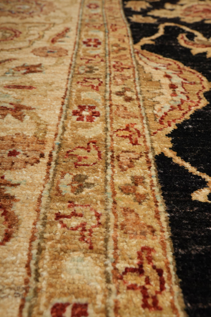 9 x 12.5 Black Chobi Peshawar Quality Wool Rug - view 11