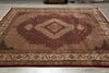Load image into Gallery viewer, 8.3 x 9.9 High Quality Handmade Wool and Silk Mahi Tabriz Rug Ruby Burgundy #F-4467