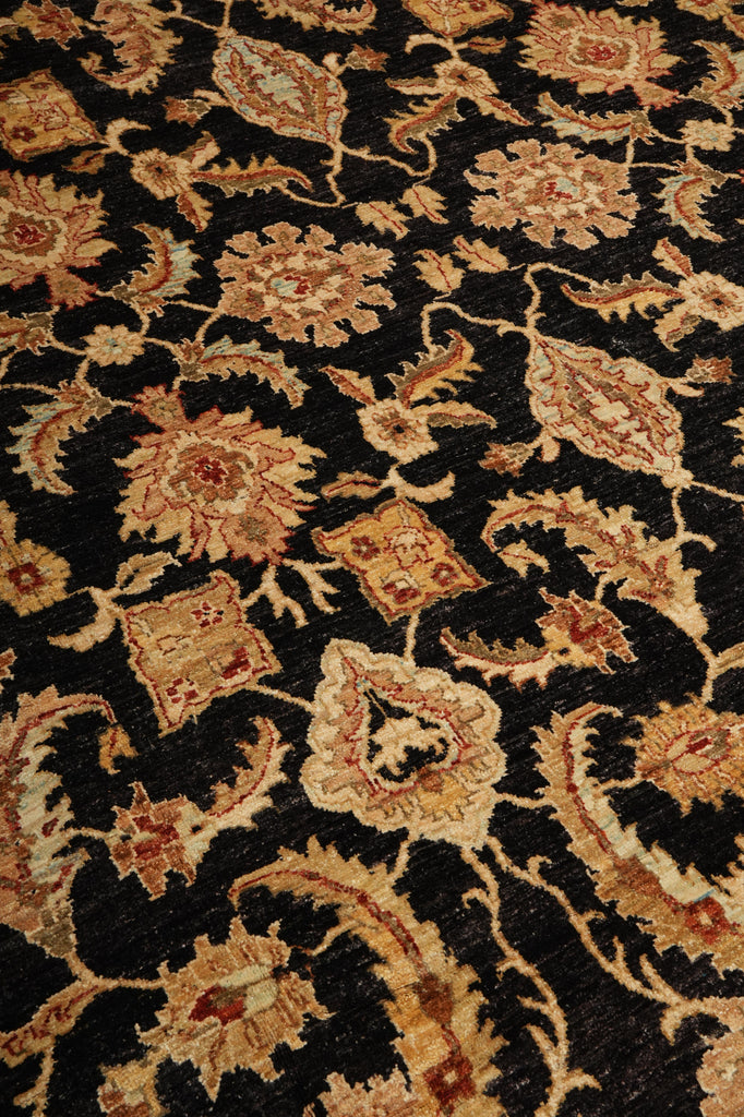 9 x 12.5 Black Chobi Peshawar Quality Wool Rug - view 9