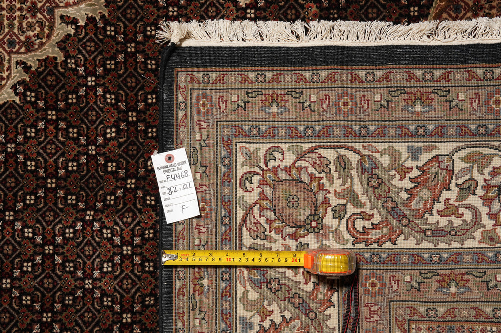 8.2 x 10.1 Black Mahi Tabriz Handmade Area Rug Wool And Silk #F-4468