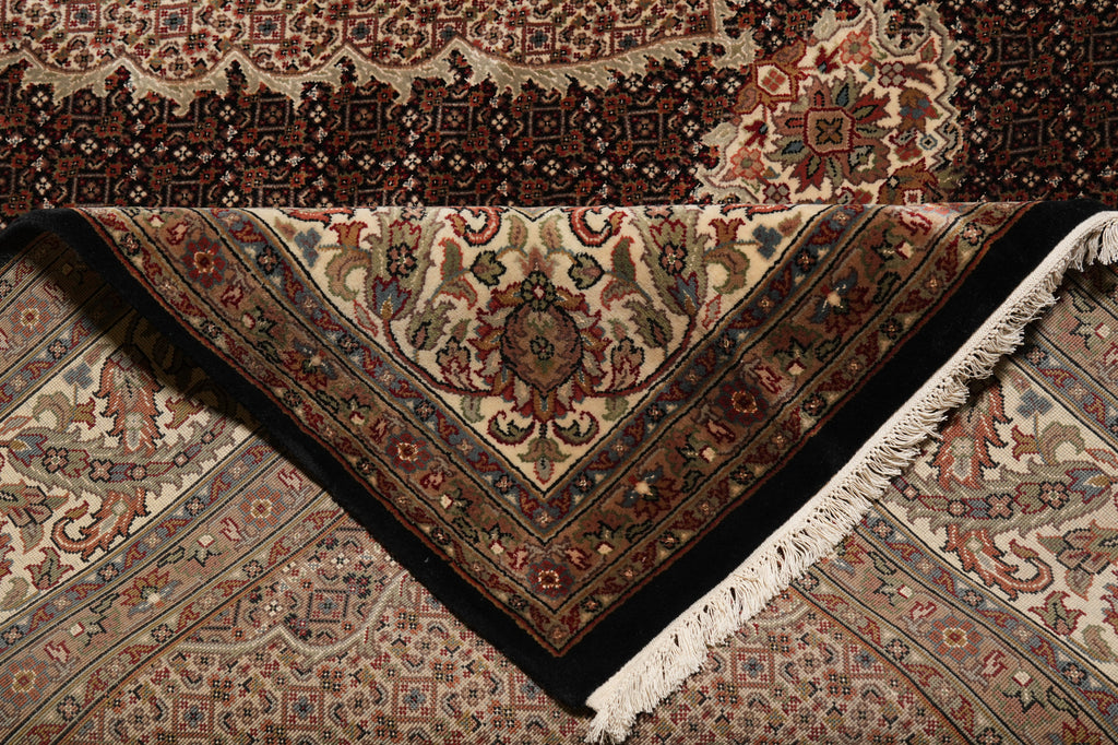 8.2 x 10.1 Black Mahi Tabriz Handmade Area Rug Wool And Silk #F-4468