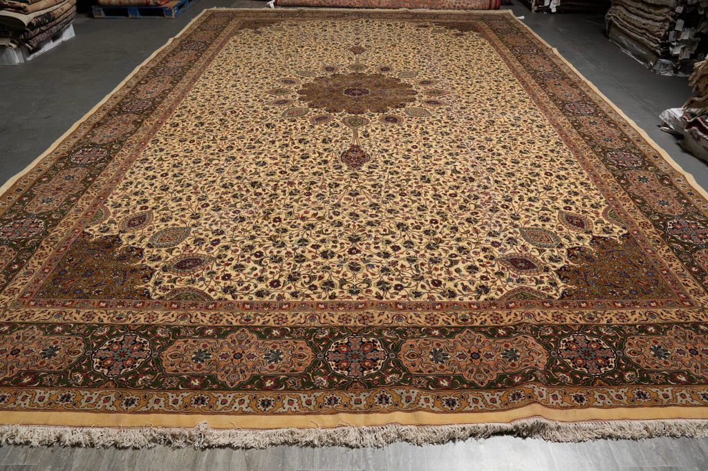 13.6 x 20.7 Authentic Fine Quality Persian Tabriz Rug Iran 400 KPIS Sheik Safi #PIX-17150