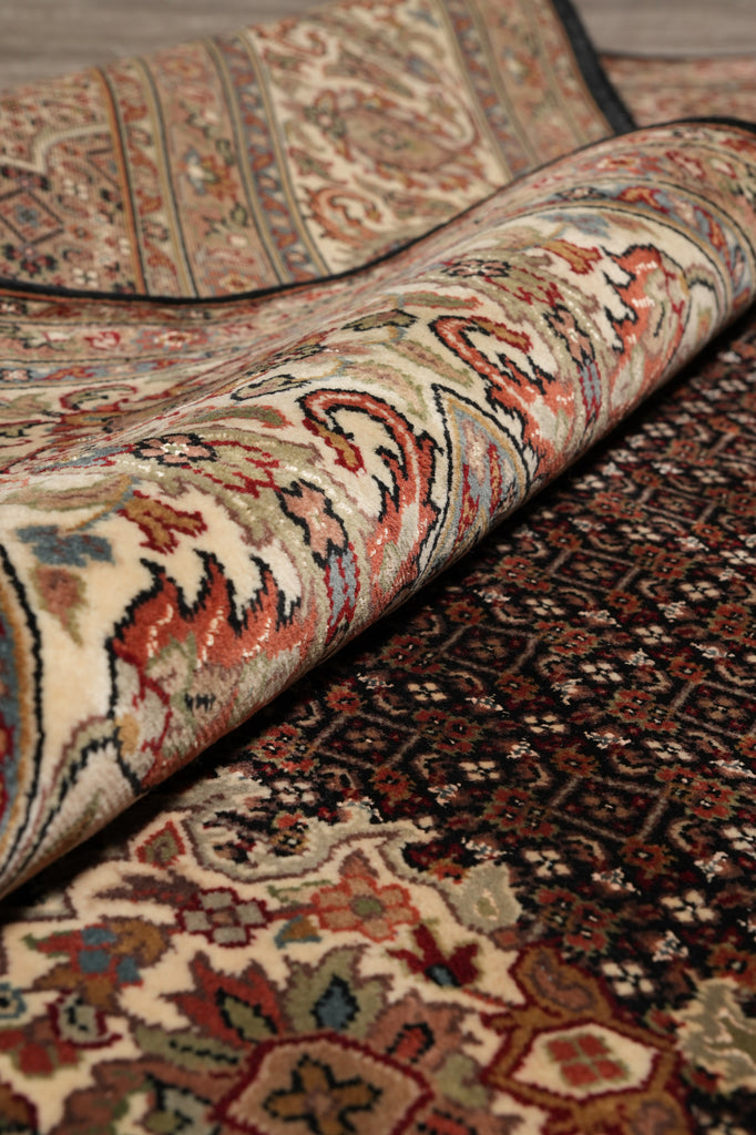 8.2 x 10.1 Black Mahi Tabriz Handmade Area Rug Wool And Silk #F-4468