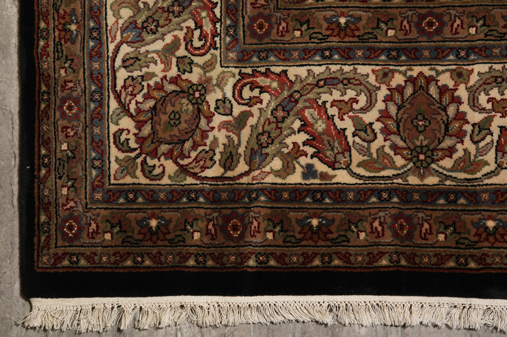 8.2 x 10.1 Black Mahi Tabriz Handmade Area Rug Wool And Silk #F-4468