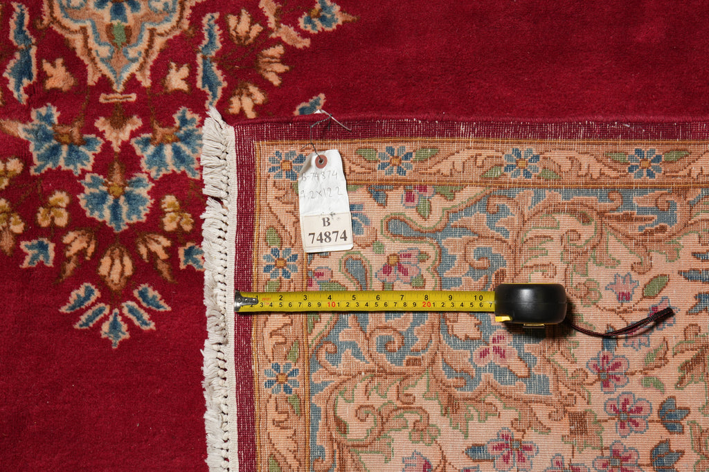 9 x 12 Persian Kerman Rug Majestic Open Field Red #B-74874
