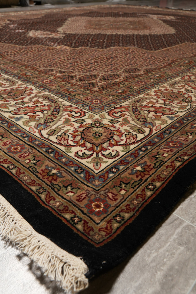 8.2 x 10.1 Black Mahi Tabriz Handmade Area Rug Wool And Silk #F-4468