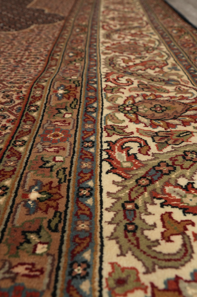 8.2 x 10.1 Black Mahi Tabriz Handmade Area Rug Wool And Silk #F-4468