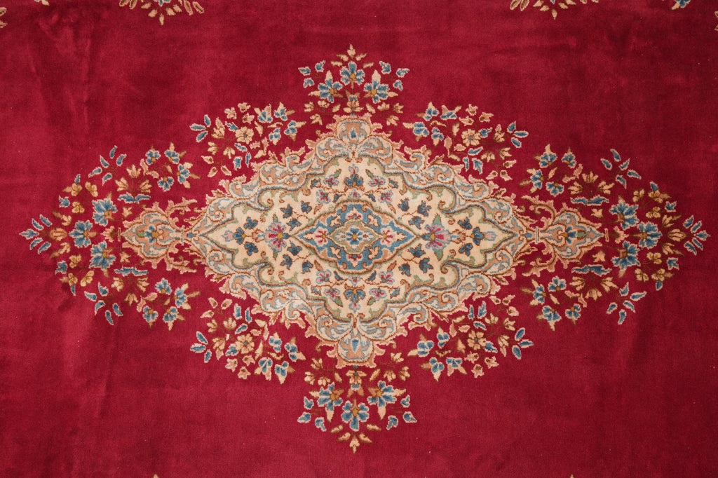 9 x 12 Persian Kerman Rug Majestic Open Field Red #B-74874