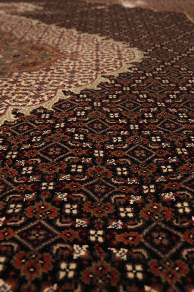 8.2 x 10.1 Black Mahi Tabriz Handmade Area Rug Wool And Silk #F-4468