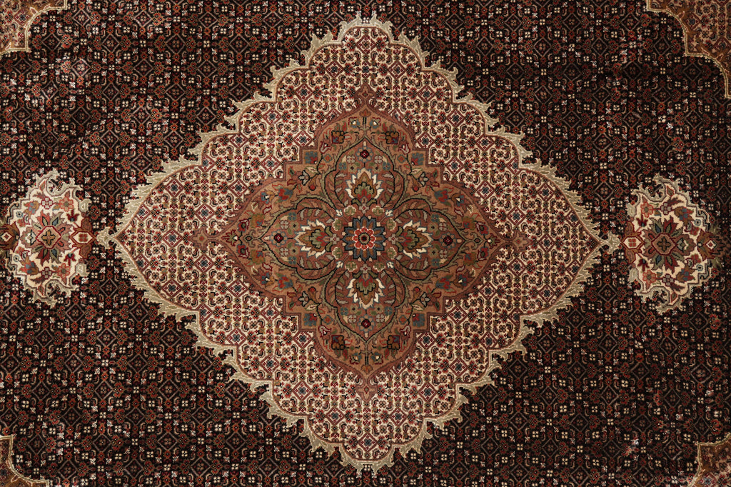 8.2 x 10.1 Black Mahi Tabriz Handmade Area Rug Wool And Silk #F-4468