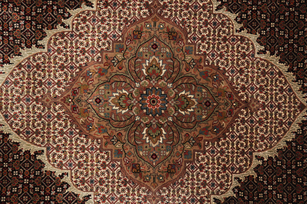 8.2 x 10.1 Black Mahi Tabriz Handmade Area Rug Wool And Silk #F-4468