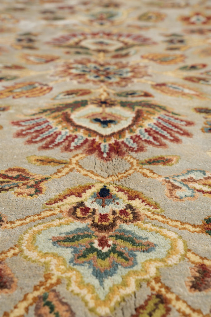 8.11 x 11.10 Beige and Gold Handmade Agra Rug #F-4167