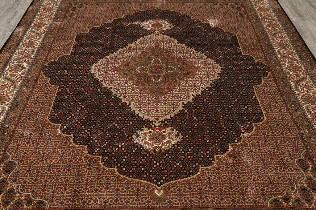 8.2 x 10.1 Black Mahi Tabriz Handmade Area Rug Wool And Silk #F-4468