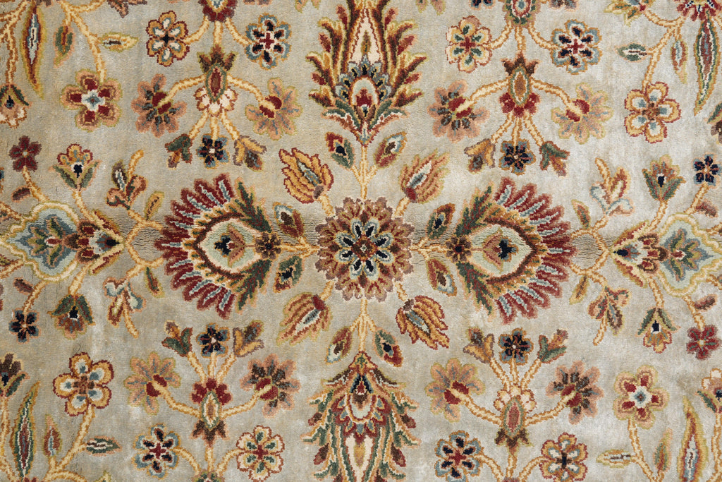8.11 x 11.10 Beige and Gold Handmade Agra Rug #F-4167