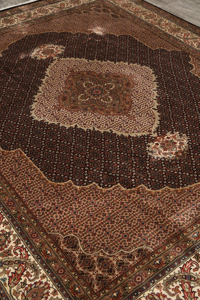 8.2 x 10.1 Black Mahi Tabriz Handmade Area Rug Wool And Silk #F-4468