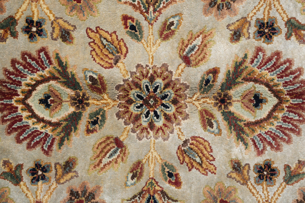 8.11 x 11.10 Beige and Gold Handmade Agra Rug #F-4167