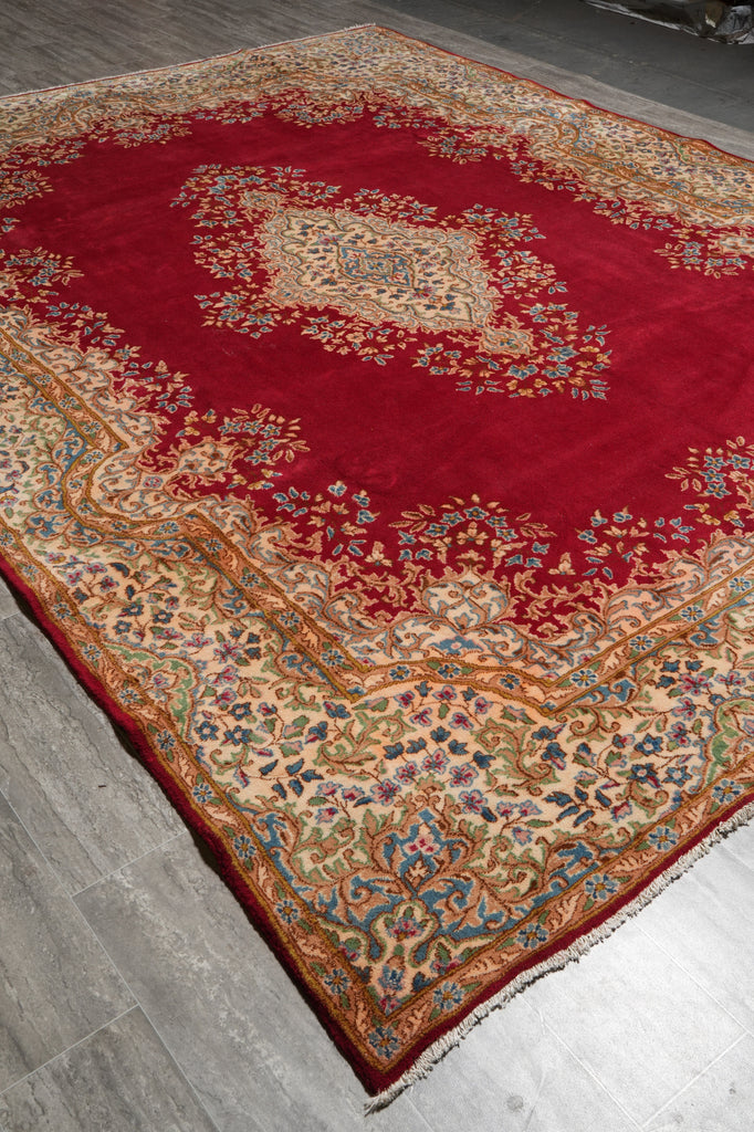 9 x 12 Persian Kerman Rug Majestic Open Field Red #B-74874
