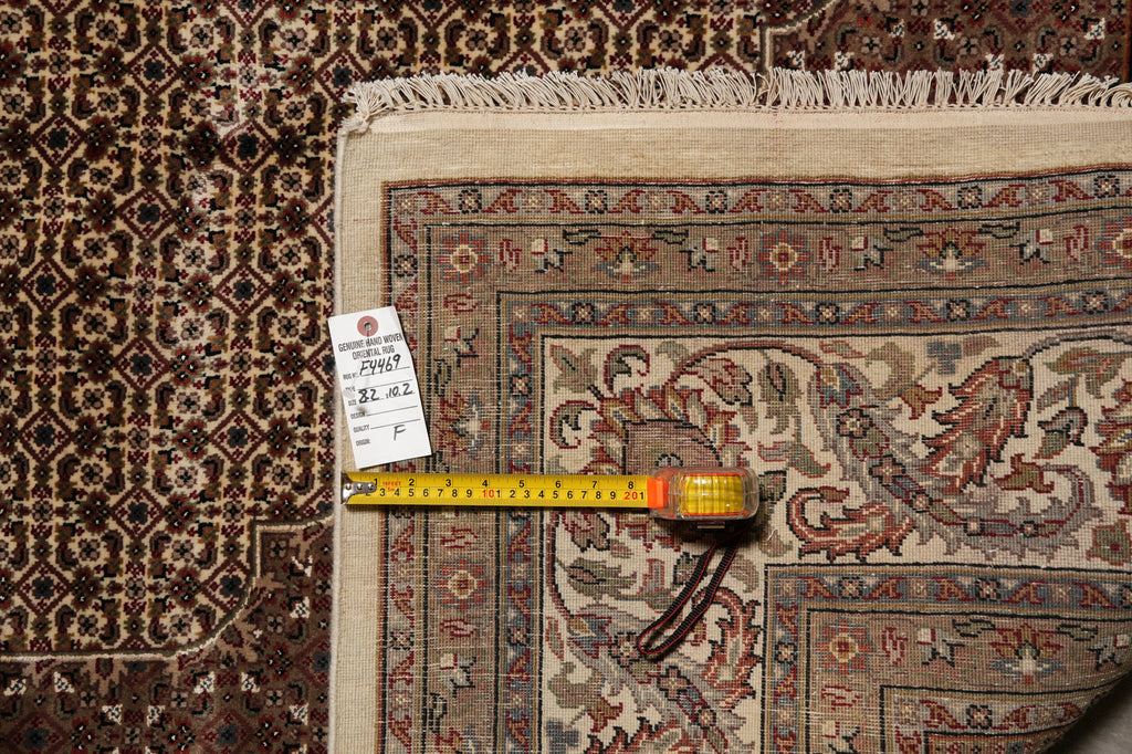 8.2 x 10.2 earthy Warm Colors High Quality Handmade Wool and Silk Mahi Tabriz Rug #F-4469
