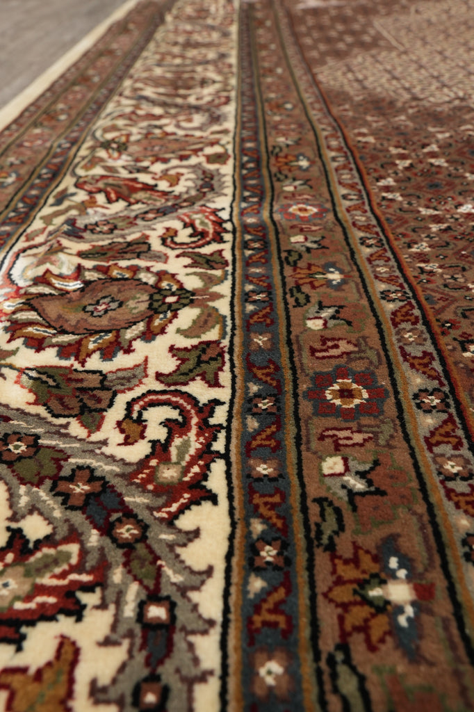 8.2 x 10.2 earthy Warm Colors High Quality Handmade Wool and Silk Mahi Tabriz Rug #F-4469