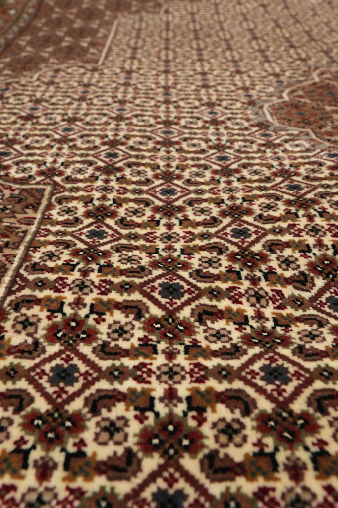 8.2 x 10.2 earthy Warm Colors High Quality Handmade Wool and Silk Mahi Tabriz Rug #F-4469