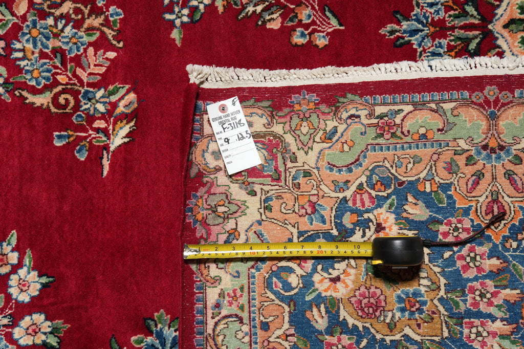9 x 12.5 Authentic Persian Kerman Rug Floral Red CLEARANCE SALE  #F-3118
