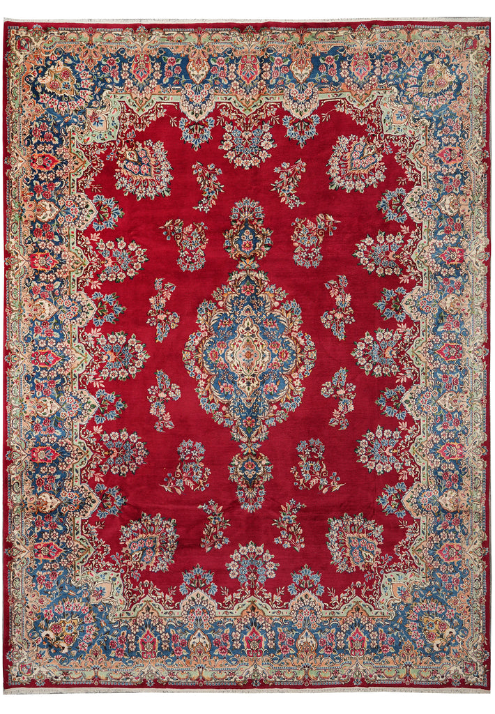 9 x 12.5 Authentic Persian Kerman Rug Floral Red CLEARANCE SALE  #F-3118