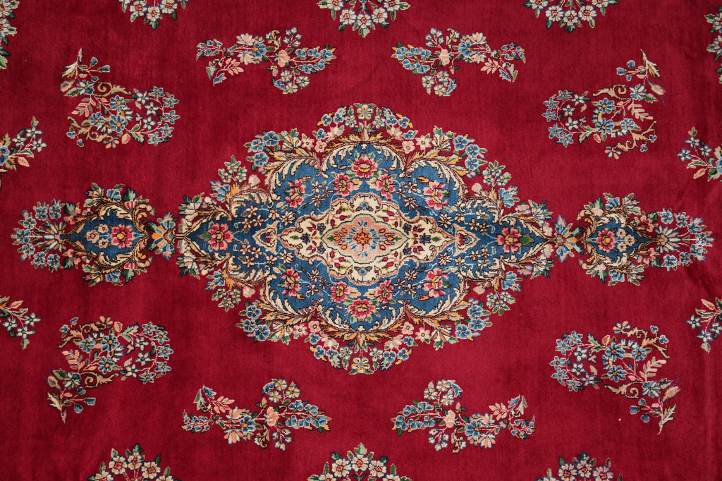 9 x 12.5 Authentic Persian Kerman Rug Floral Red CLEARANCE SALE  #F-3118