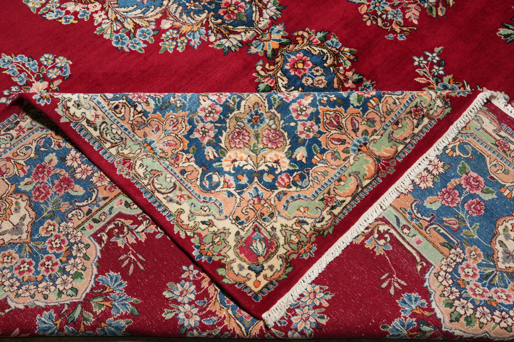 9 x 12.5 Authentic Persian Kerman Rug Floral Red CLEARANCE SALE  #F-3118