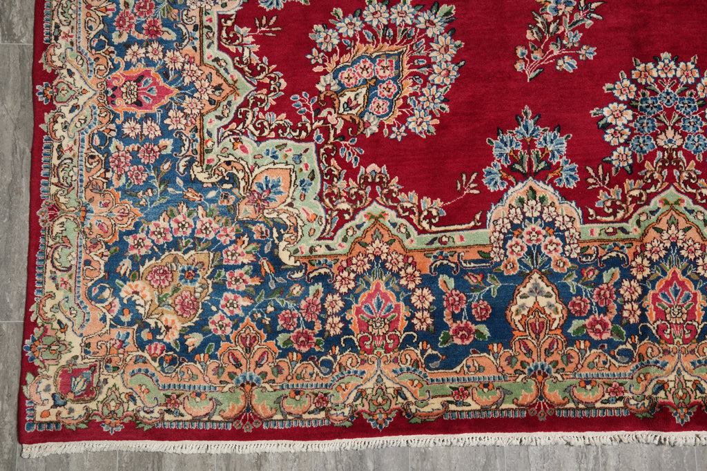 9 x 12.5 Authentic Persian Kerman Rug Floral Red CLEARANCE SALE  #F-3118