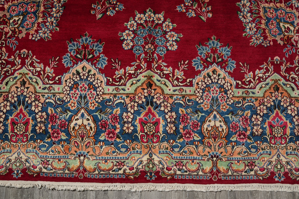 9 x 12.5 Authentic Persian Kerman Rug Floral Red CLEARANCE SALE  #F-3118