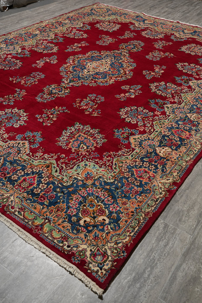 9 x 12.5 Authentic Persian Kerman Rug Floral Red CLEARANCE SALE  #F-3118