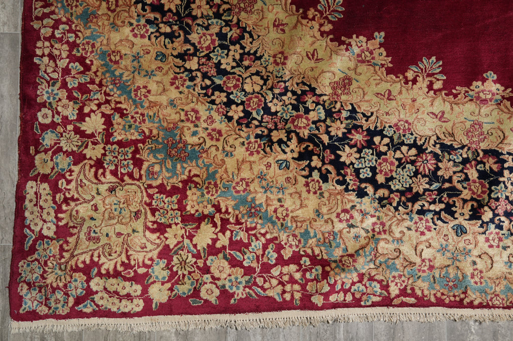 10 x 13.3 Authentic Persian Kerman Rug RICH Burgundy Iran Elegant Floral Carpet #PIX-11746