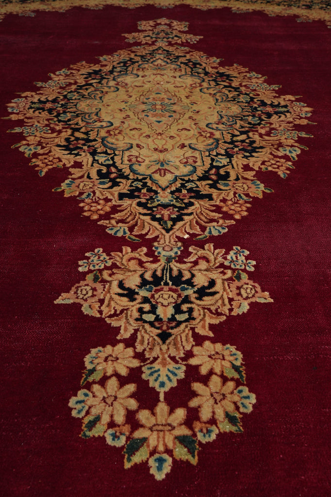 10 x 13.3 Authentic Persian Kerman Rug RICH Burgundy Iran Elegant Floral Carpet #PIX-11746