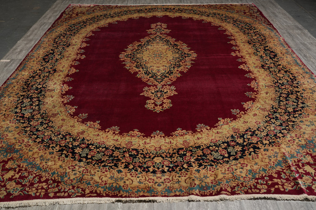 10 x 13.3 Authentic Persian Kerman Rug RICH Burgundy Iran Elegant Floral Carpet #PIX-11746