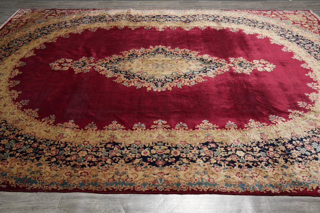 10 x 13.3 Authentic Persian Kerman Rug RICH Burgundy Iran Elegant Floral Carpet #PIX-11746