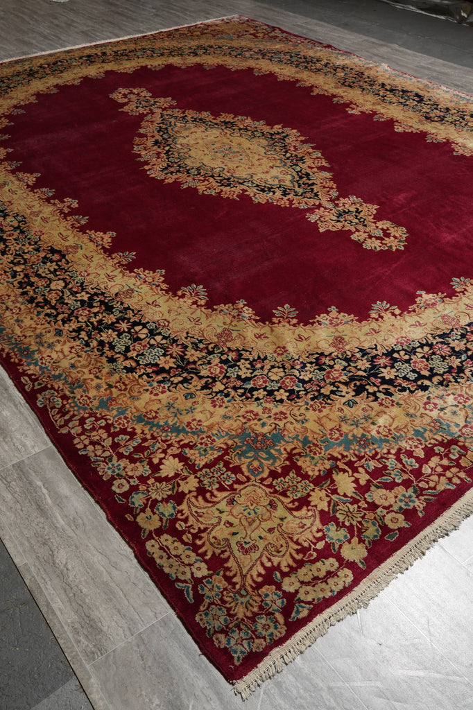 10 x 13.3 Authentic Persian Kerman Rug RICH Burgundy Iran Elegant Floral Carpet #PIX-11746
