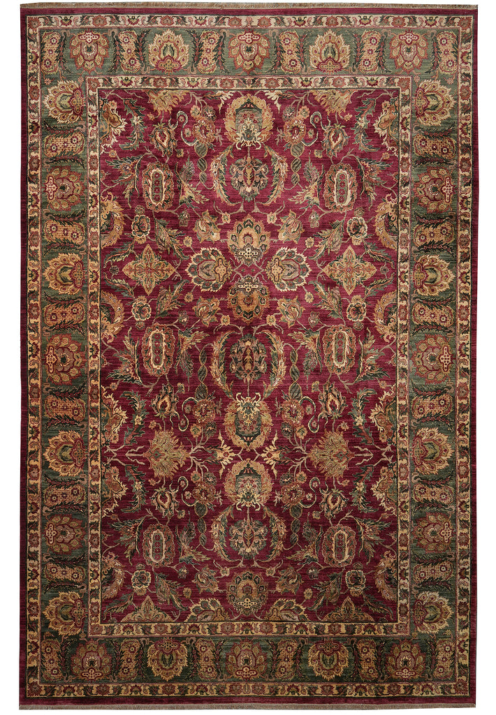 12 x 18 Quality Hand-knotted Jaipour Rug Burgandy Green Traditional Area Carpet  #F-3119