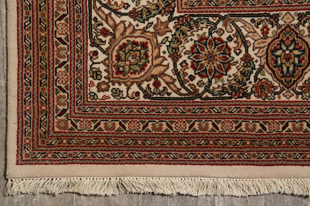 8.4 x 10.1 Earthy Colors High Quality Wool and Silk Handmade Rug Tabriz Mahi Beige #F-4471