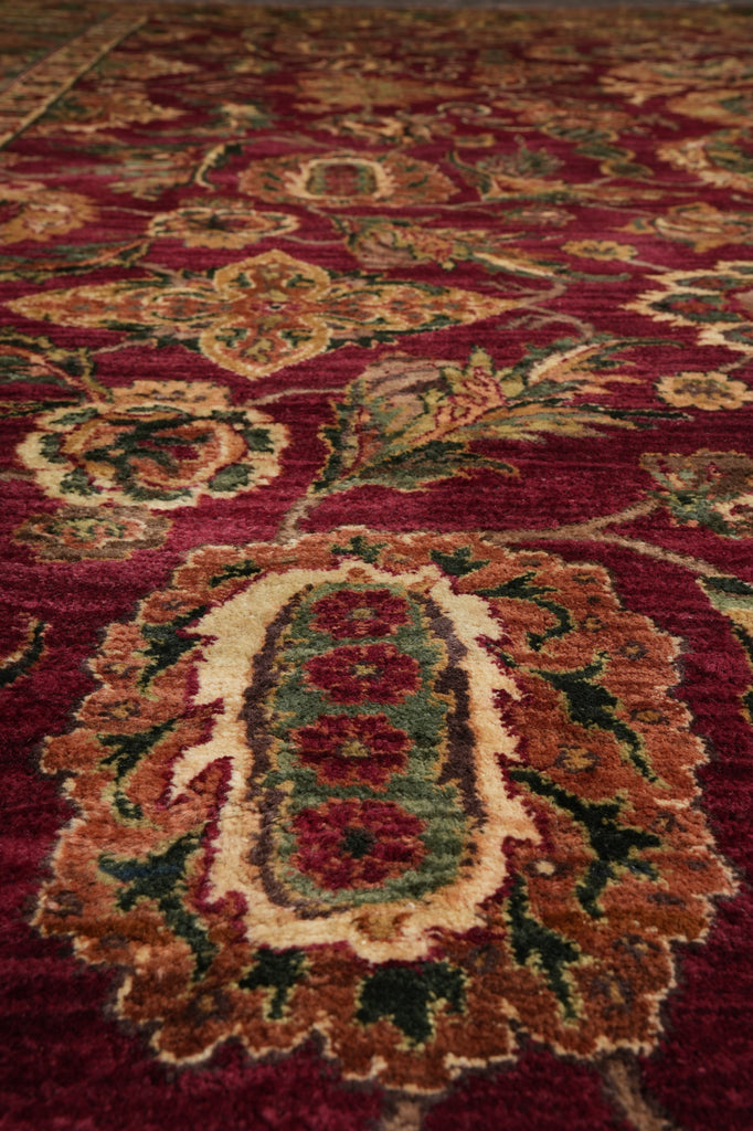 12 x 18 Quality Hand-knotted Jaipour Rug Burgandy Green Traditional Area Carpet  #F-3119