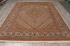 Load image into Gallery viewer, 8.4 x 10.1 Earthy Colors High Quality Wool and Silk Handmade Rug Tabriz Mahi Beige #F-4471
