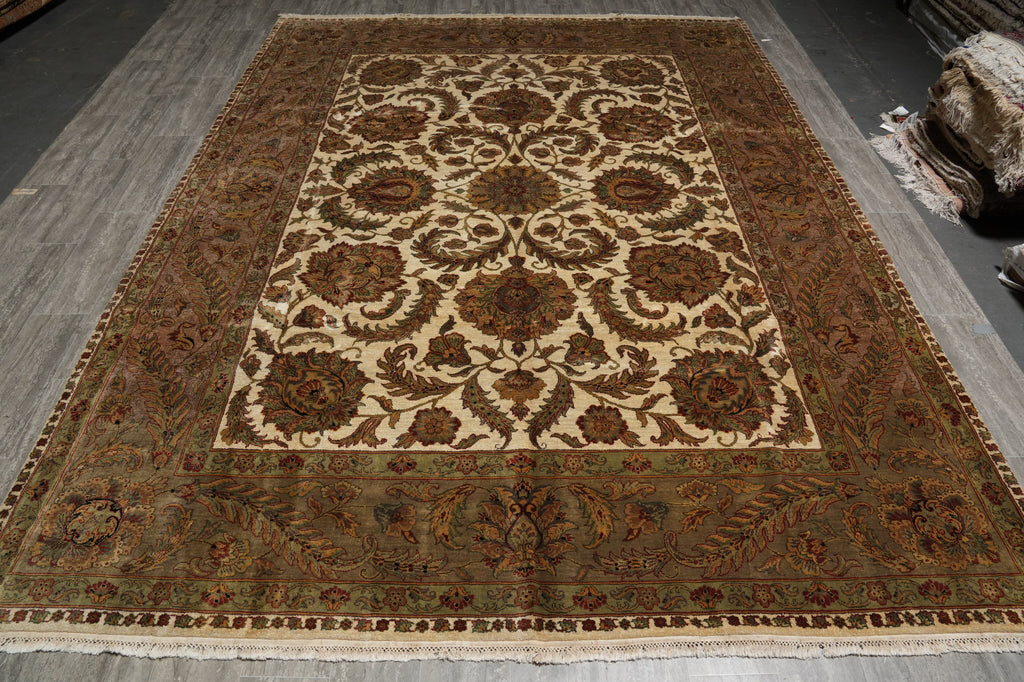 9 x 12.2 Hand-knotted Quality Jaipur Rug Ivory Sage - view 3