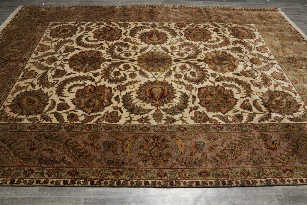 9 x 12.2 Hand-knotted Quality Jaipur Rug Ivory Sage - view 4