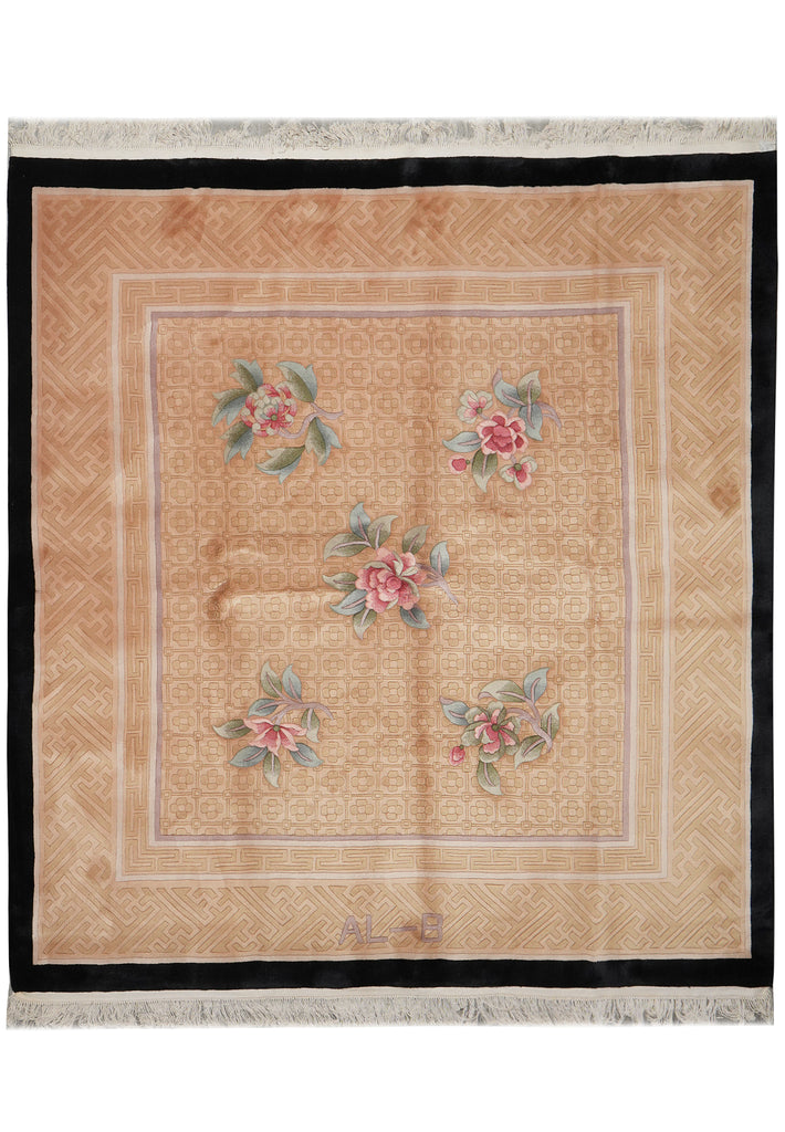 7.11 x 8.6 Square New Art Deco Pattern Chinese Rug Thick Dense Lustrous Wool