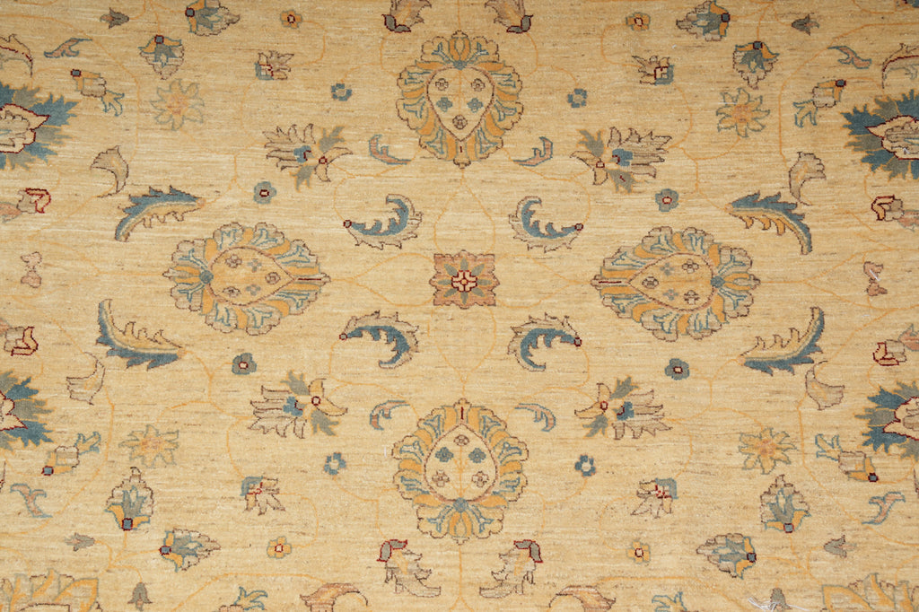 13 x 13 feet Round Chobi Peshawar Zigler Rug Natural Wool #F-3120