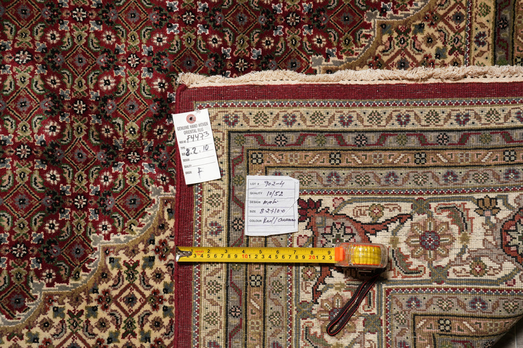 8.2 x 10 Quality Handmade Wool and Silk Tabriz Mahi Rug Pomegranate Red #F-4473