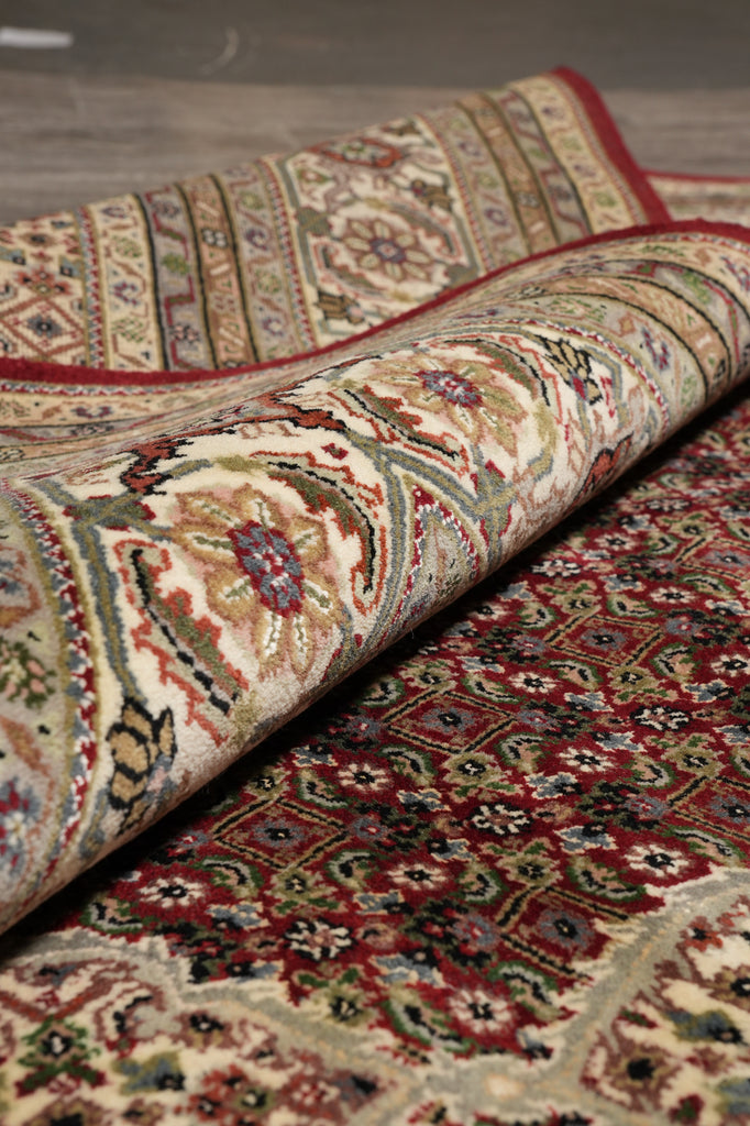 8.2 x 10 Quality Handmade Wool and Silk Tabriz Mahi Rug Pomegranate Red #F-4473