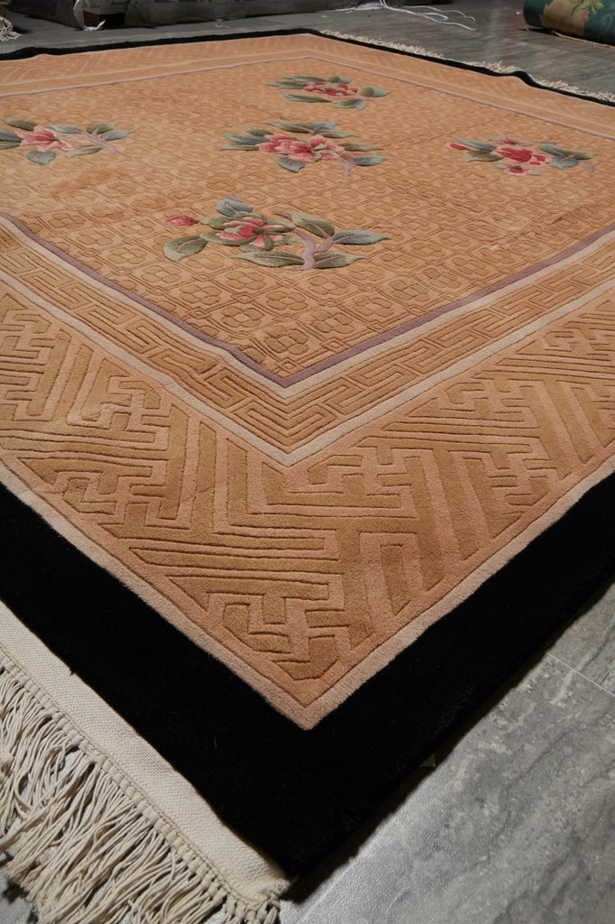 7.11 x 8.6 Square New Art Deco Pattern Chinese Rug Thick Dense Lustrous Wool - view 6